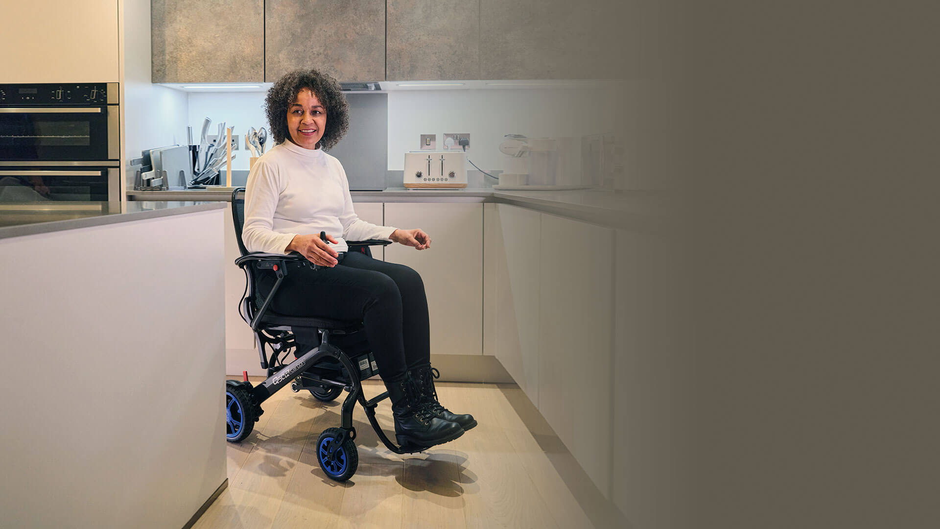 Wheelchair used in the kitchen